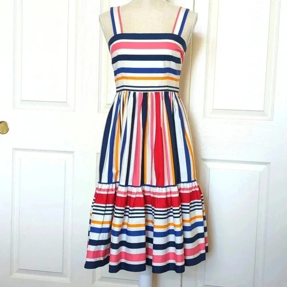 Vince Camuto Ruffle Hem Nautical Candy Stripe Sun Dress - Picture 3 of 10